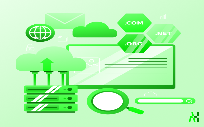 Image showing domainname ending and cloud storage